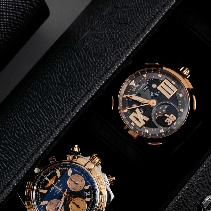 Premium watch storage case with two watches